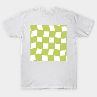 Abstract Checker Board - lime green T-Shirt